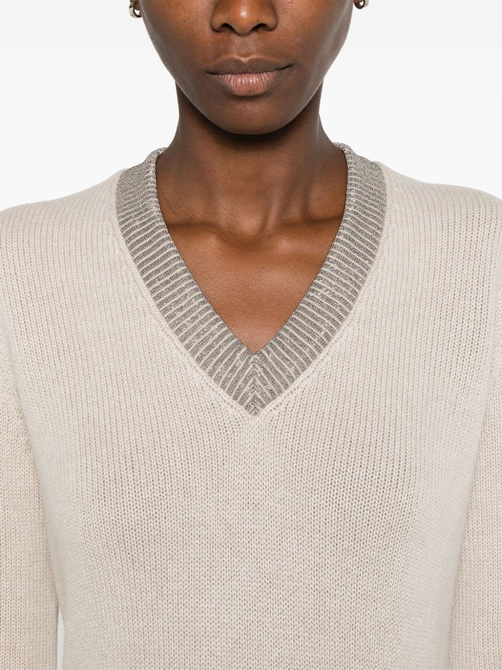 Brunello Cucinelli BRUNELLO CUCINELLI- Cashmere V-necked Sweater