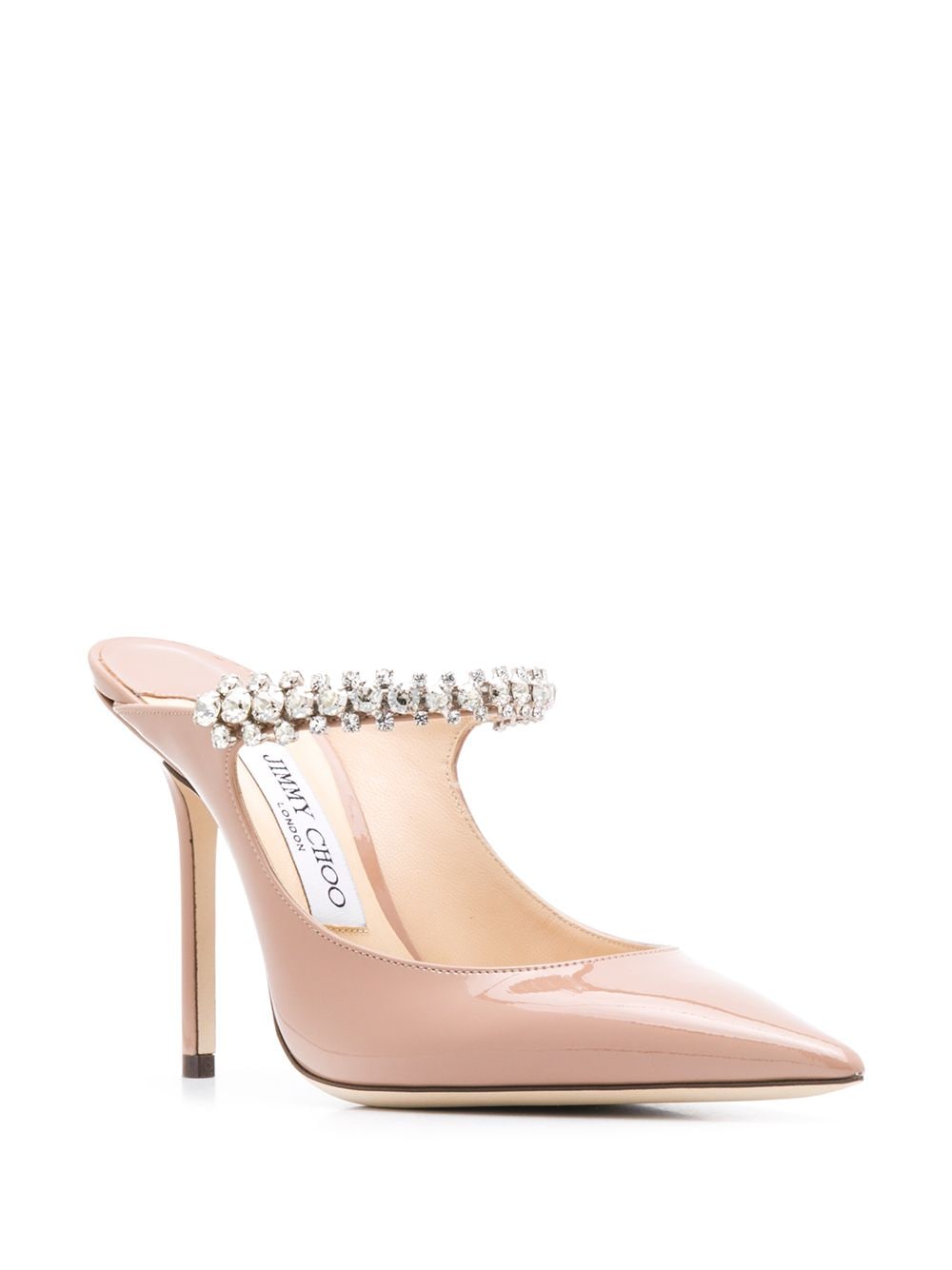 Jimmy Choo JIMMY CHOO- Bing 100 Crystal Strap Detail Patent Leather Mules