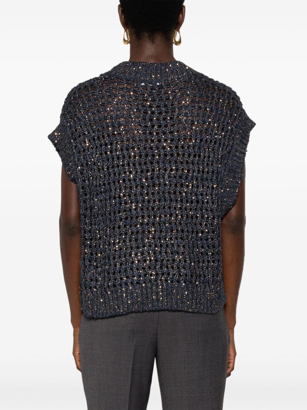 Brunello Cucinelli BRUNELLO CUCINELLI- Dazzling Net Silk And Linen Waistcoat