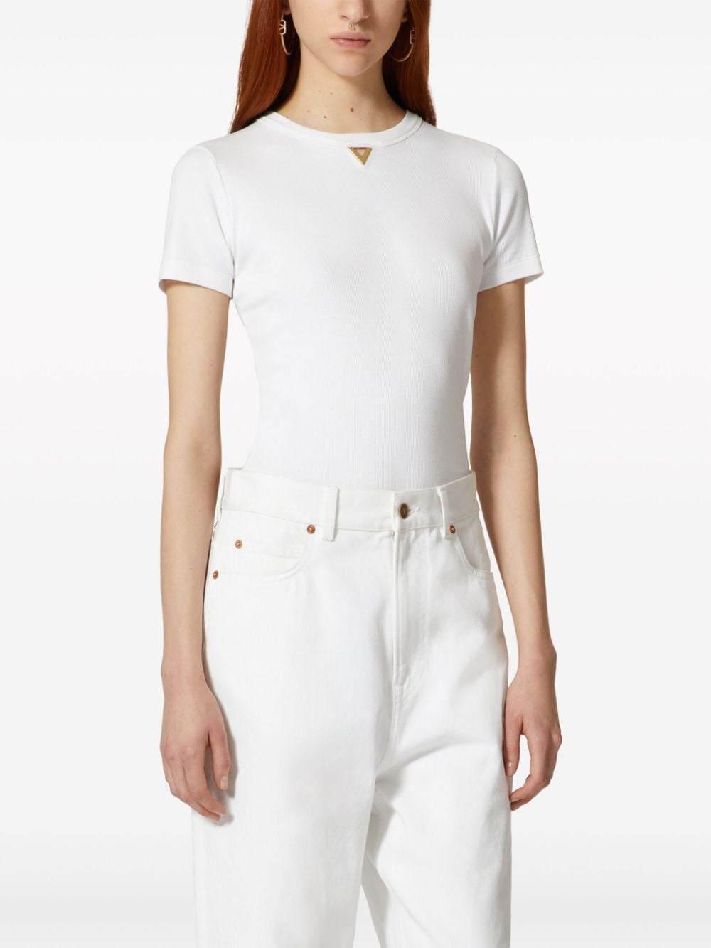 Valentino VALENTINO- Vlogo Ribbed Cotton T-shirt