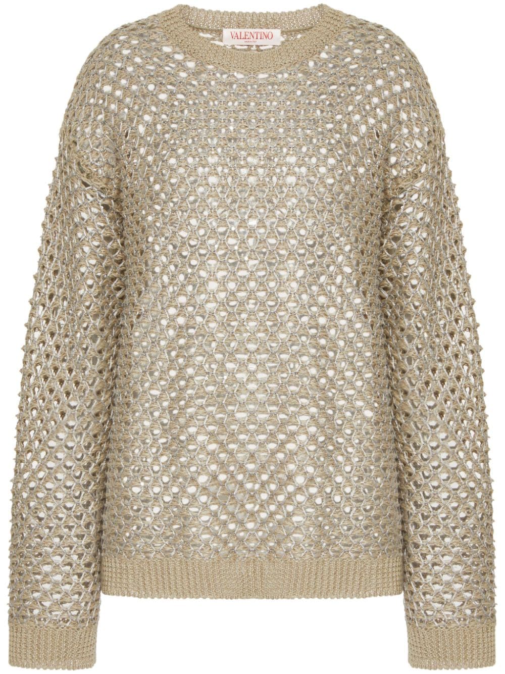 Valentino VALENTINO- Linen Open Knit Crewneck Sweater