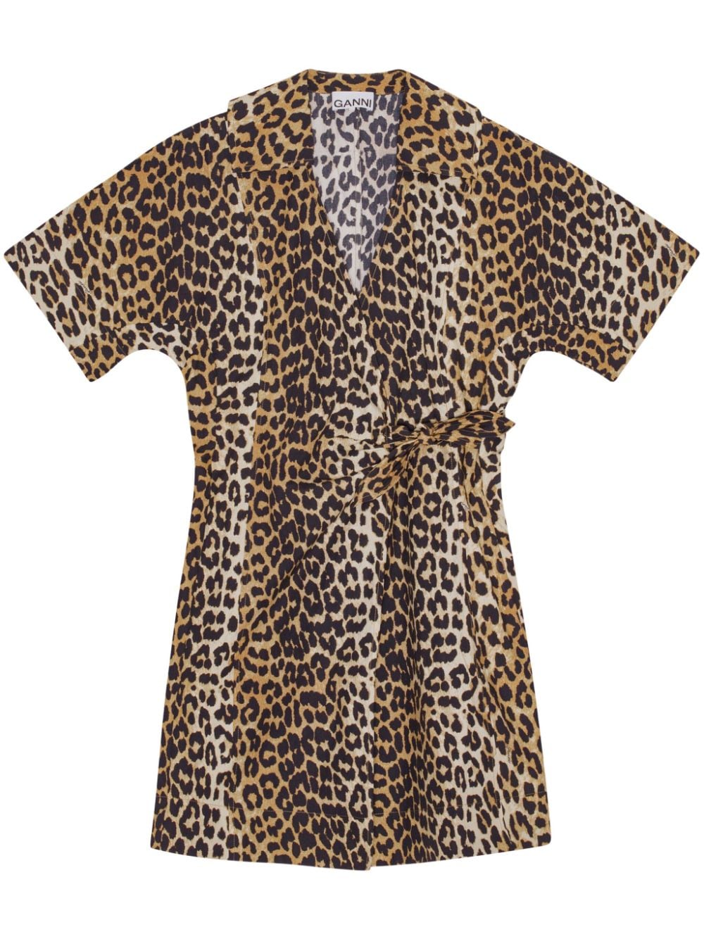 Ganni GANNI- Leopard Print Organic Cotton Mini Dress