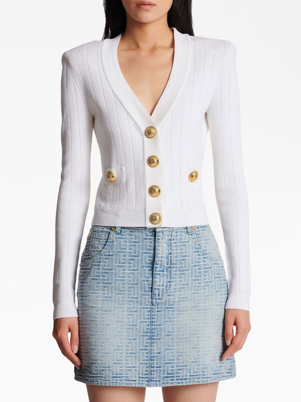 Balmain BALMAIN- Buttoned V-necked Cardigan