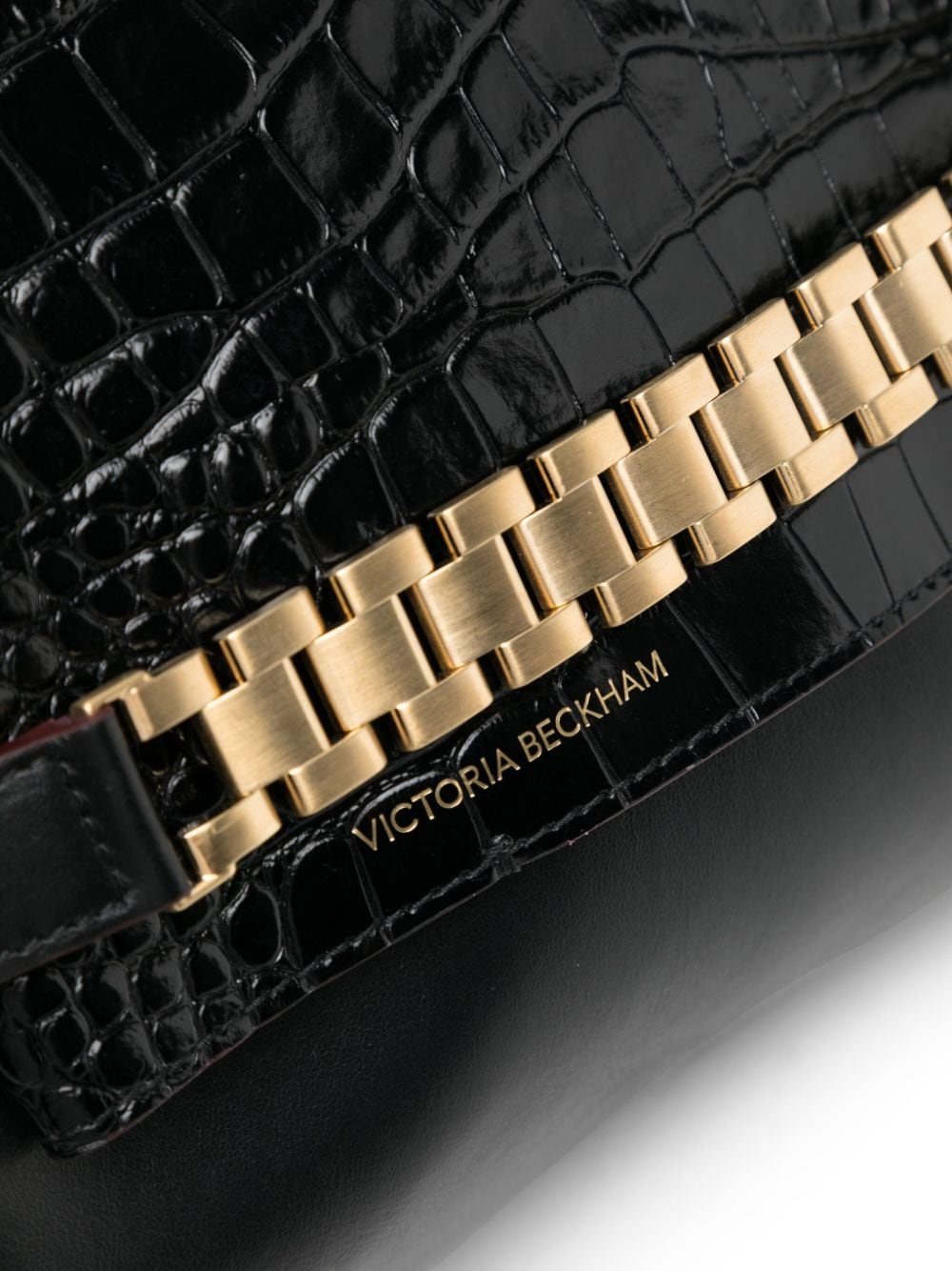 Victoria Beckham VICTORIA BECKHAM- Chain Pouch Crocodile Embossed Leather Shoulder Bag