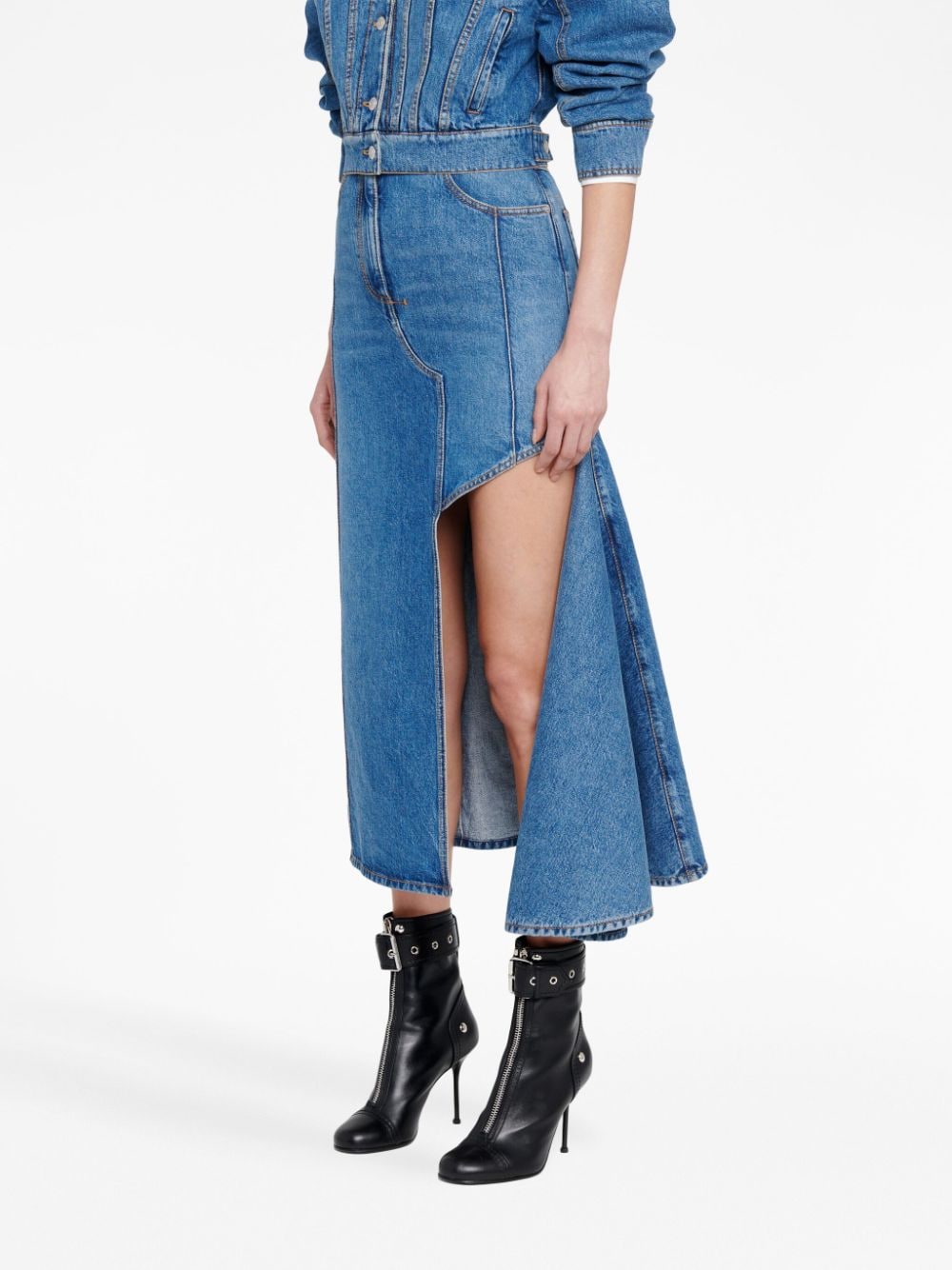 Alexander McQueen ALEXANDER MCQUEEN- Denim Midi Skirt