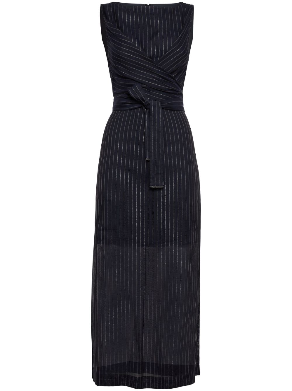 Brunello Cucinelli BRUNELLO CUCINELLI- Cotton Pinstriped Dress With Shiny Details