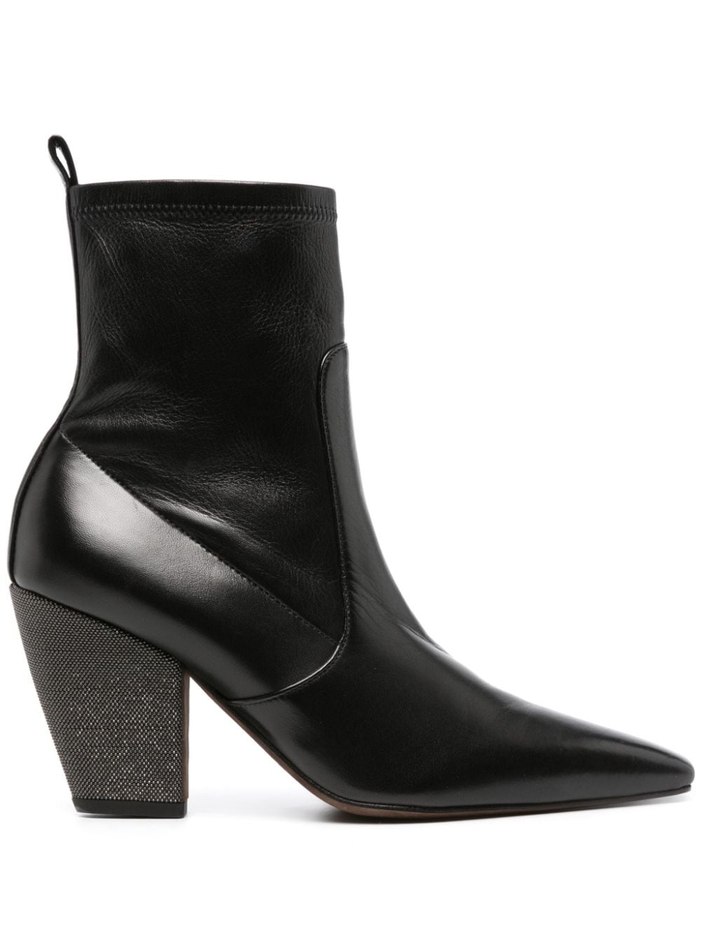 Brunello Cucinelli BRUNELLO CUCINELLI- Leather Ankle Boots With Precious Heels