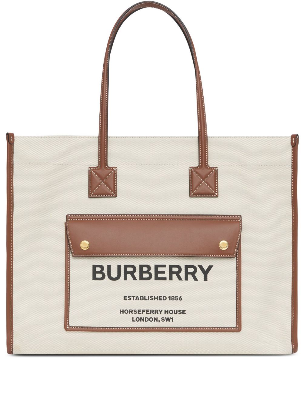 Burberry BURBERRY- Pocket Cotton And Leather Shopping Bag