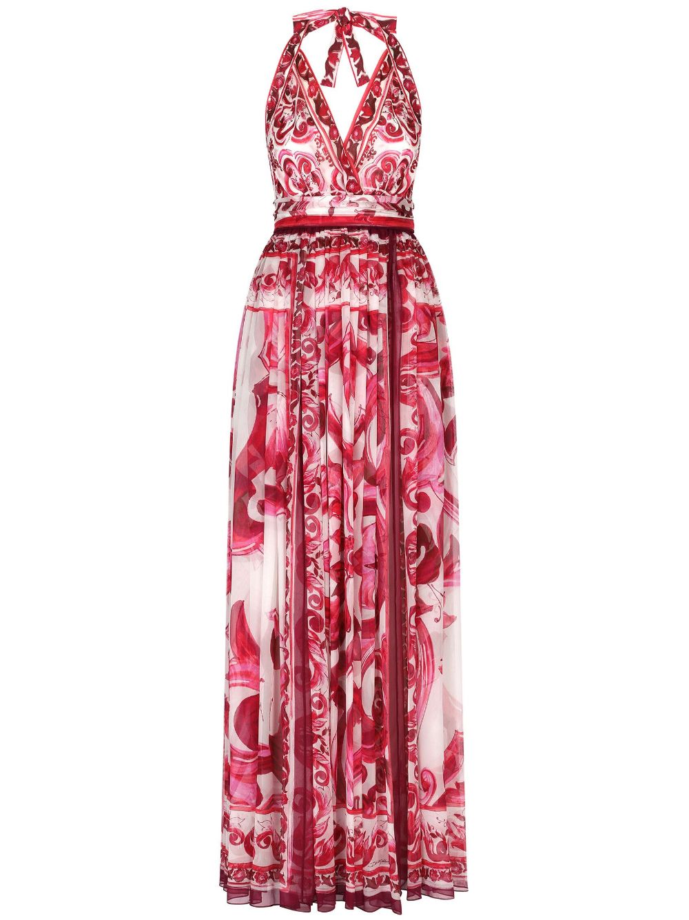 Dolce & Gabbana DOLCE & GABBANA- Majolica Print Silk Long Dress