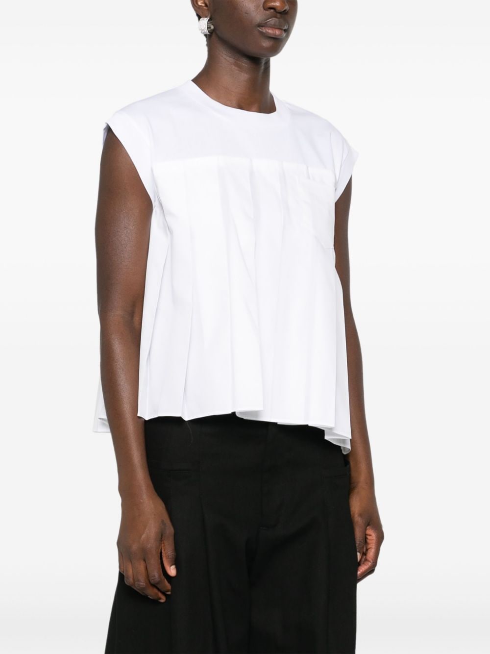 Sacai SACAI- Pleated Cotton T-shirt