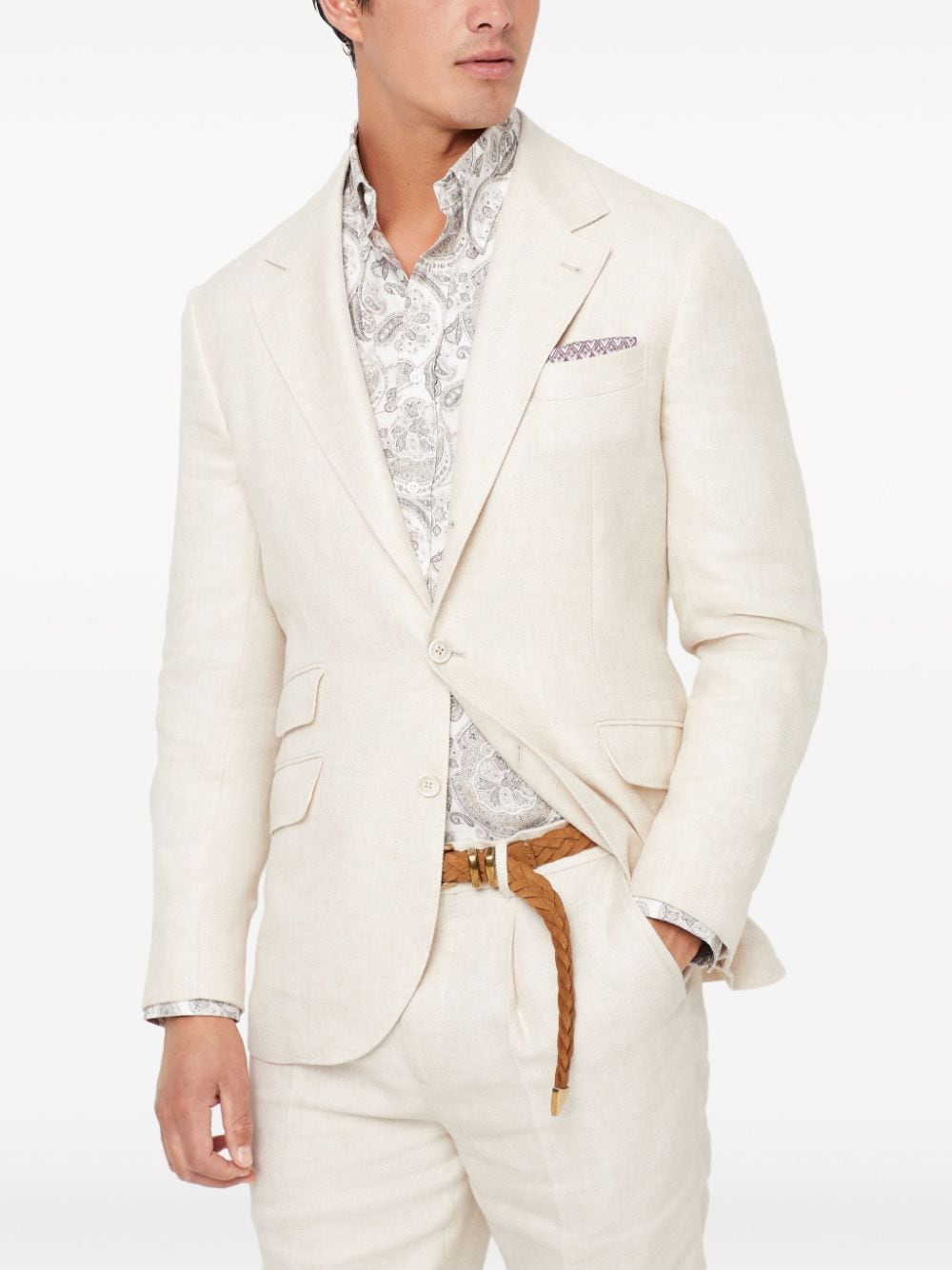 Brunello Cucinelli BRUNELLO CUCINELLI- Cotton And Linen Single-breasted Jacket