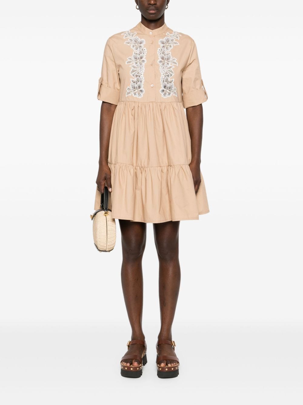 Ermanno ERMANNO- Embroidered Cotton Dress