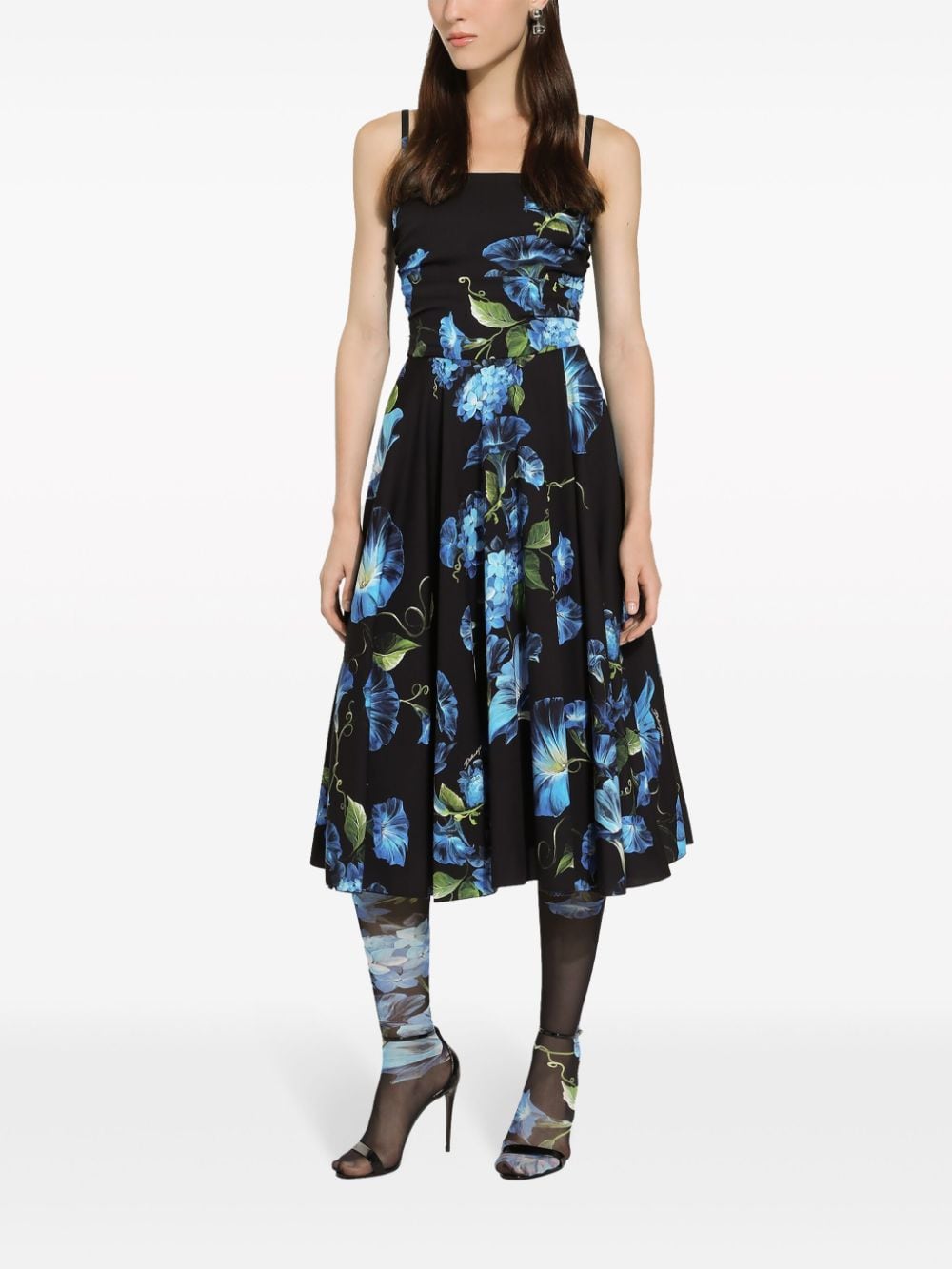 Dolce & Gabbana DOLCE & GABBANA- Flower Print Silk Midi Dress