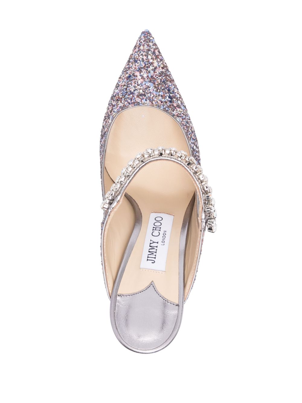 Jimmy Choo JIMMY CHOO- Bing 100 Crystal Strap Glitter Heel Mules