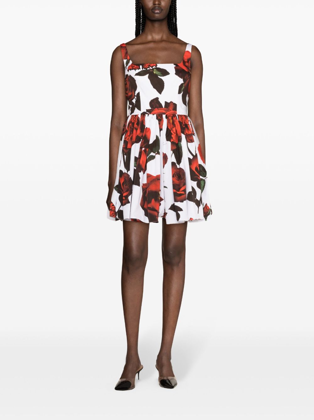 Alexander McQueen ALEXANDER MCQUEEN- Rose Print Flared Mini Dress