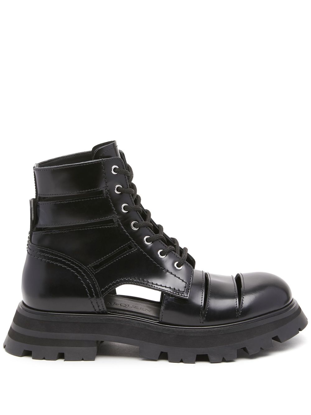 Alexander McQueen ALEXANDER MCQUEEN- Cut-out Leather Ankle Boots