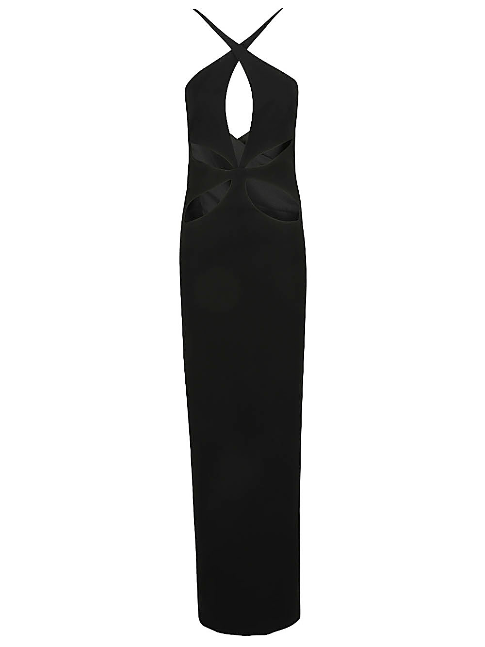 Monot MONOT- Cut-out Detail Silk Crepe Long Dress