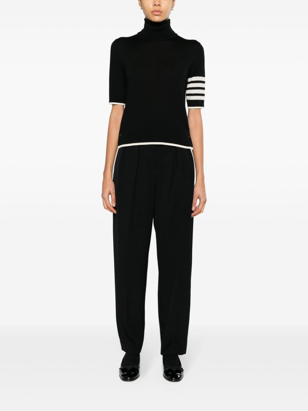 Thom Browne THOM BROWNE- 4bar Wool Turtle-neck Top