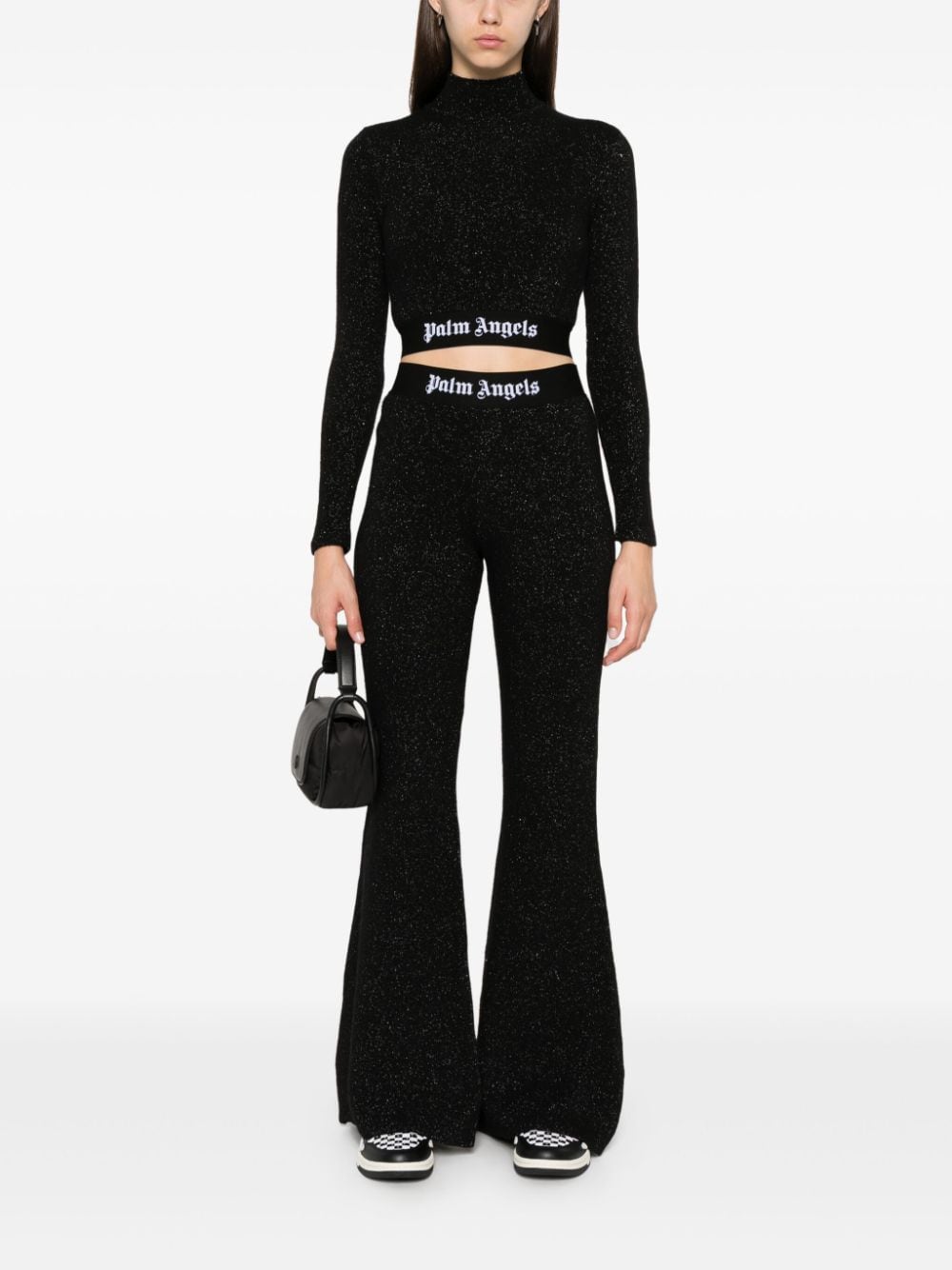 PALM ANGELS PALM ANGELS- Logo Lurex Flared Trousers