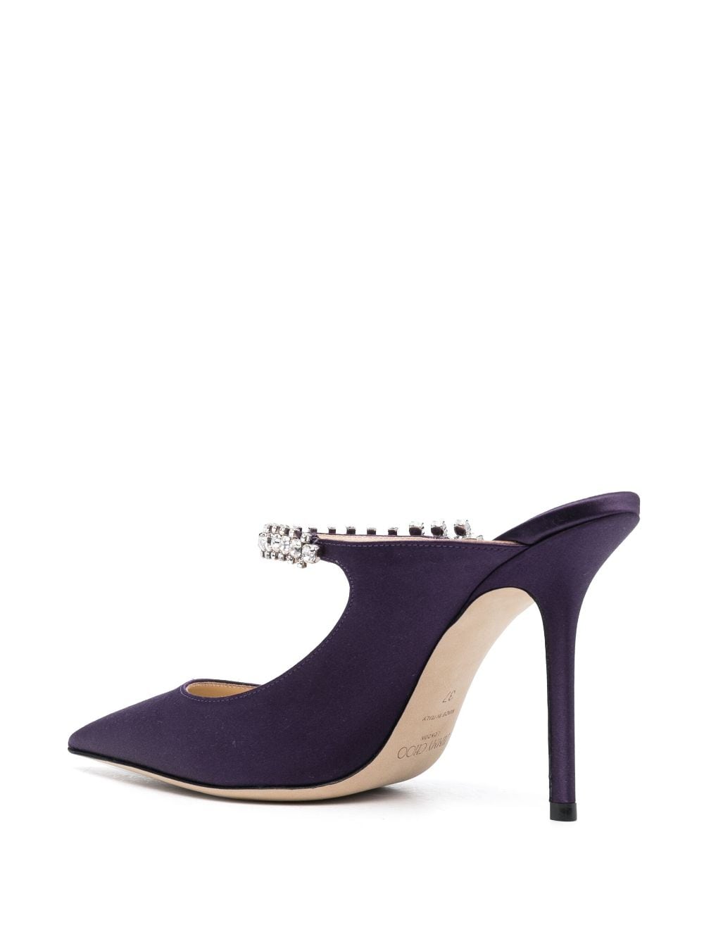 Jimmy Choo JIMMY CHOO- Bing 100 Crystal Strap Detail Satin Mules