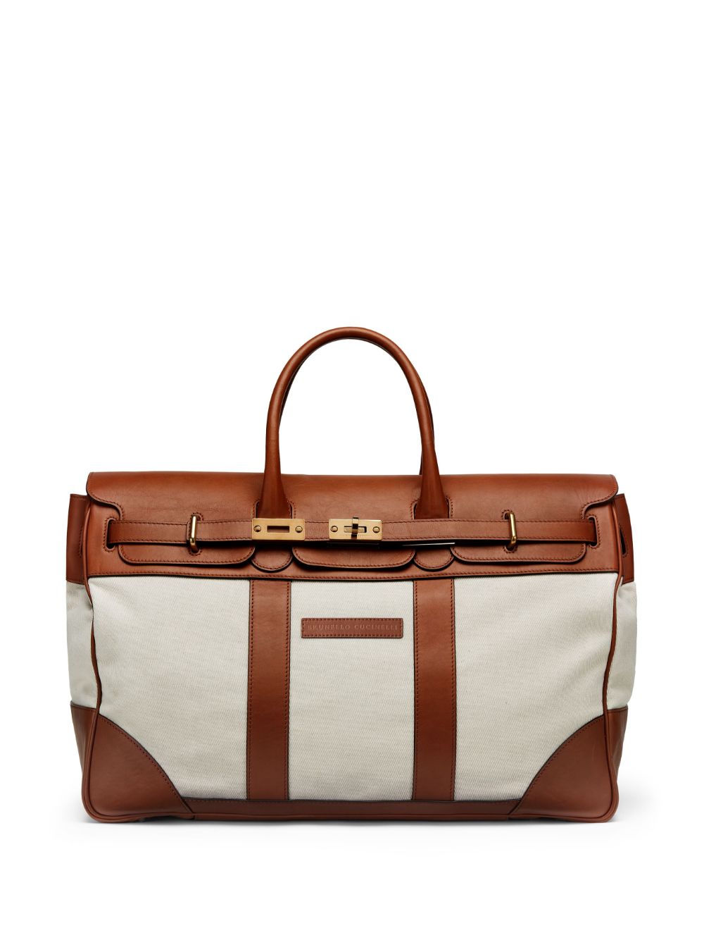 Brunello Cucinelli BRUNELLO CUCINELLI- Cotton And Leather Weekender Country Bag