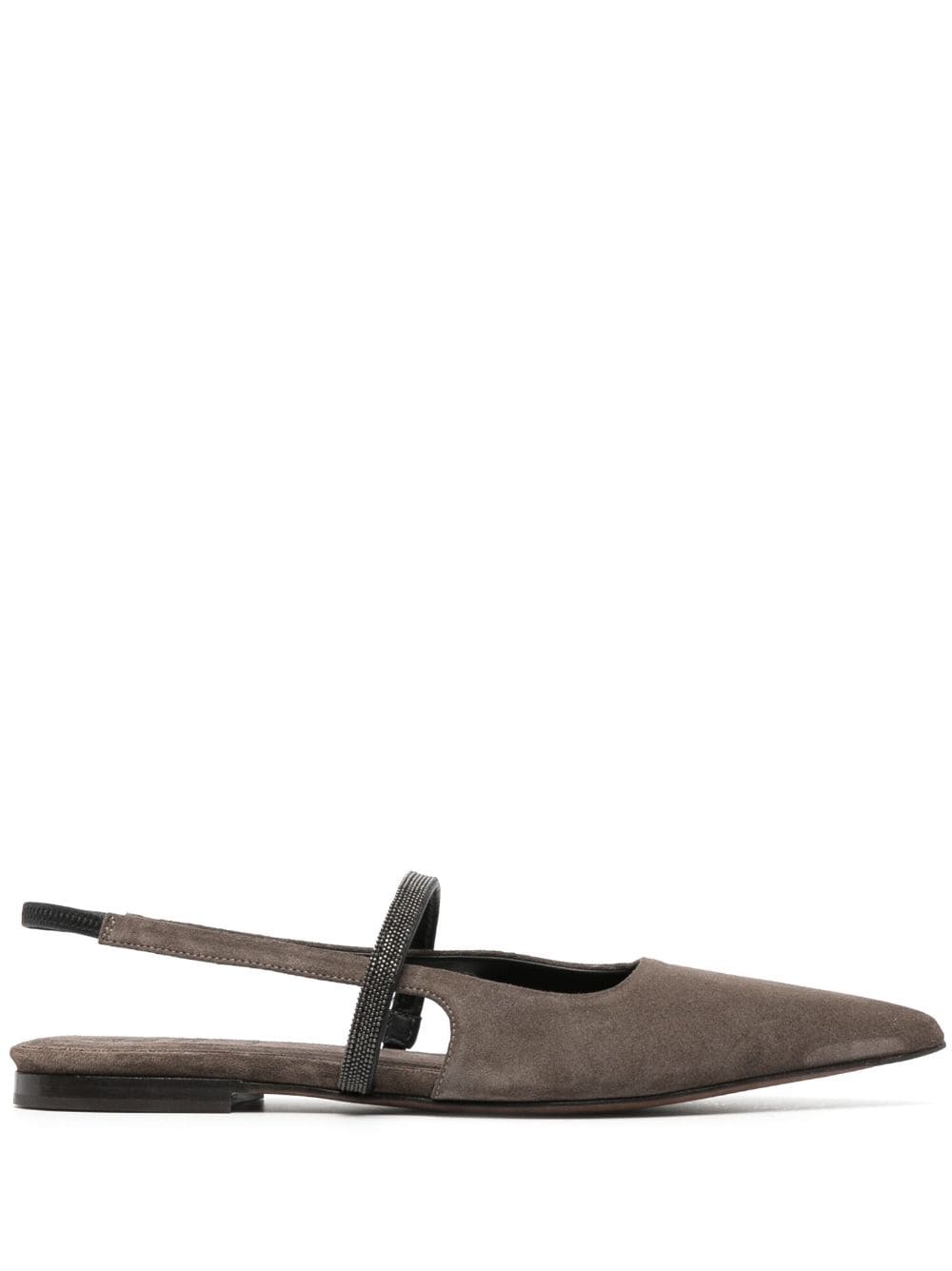 Brunello Cucinelli BRUNELLO CUCINELLI- Suede Leather Slingback Ballet Flats