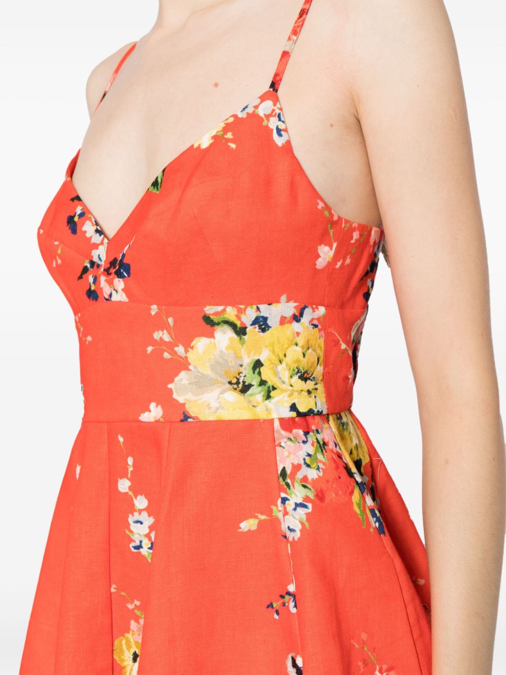 Zimmermann ZIMMERMANN- Floral Print Linen Flared Mini Dress