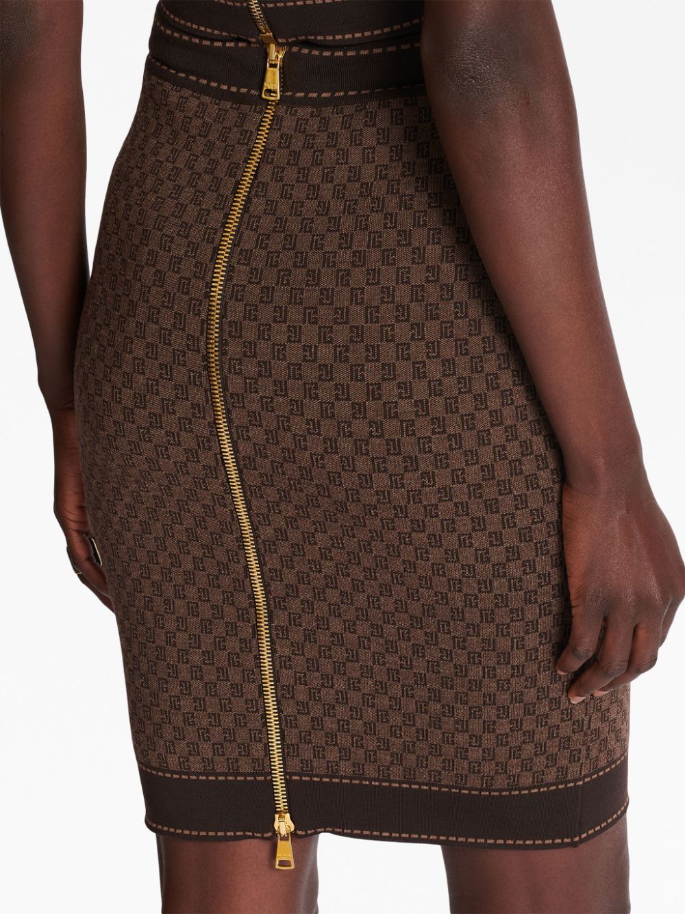 Balmain BALMAIN- Monogram Mini Pencil Skirt