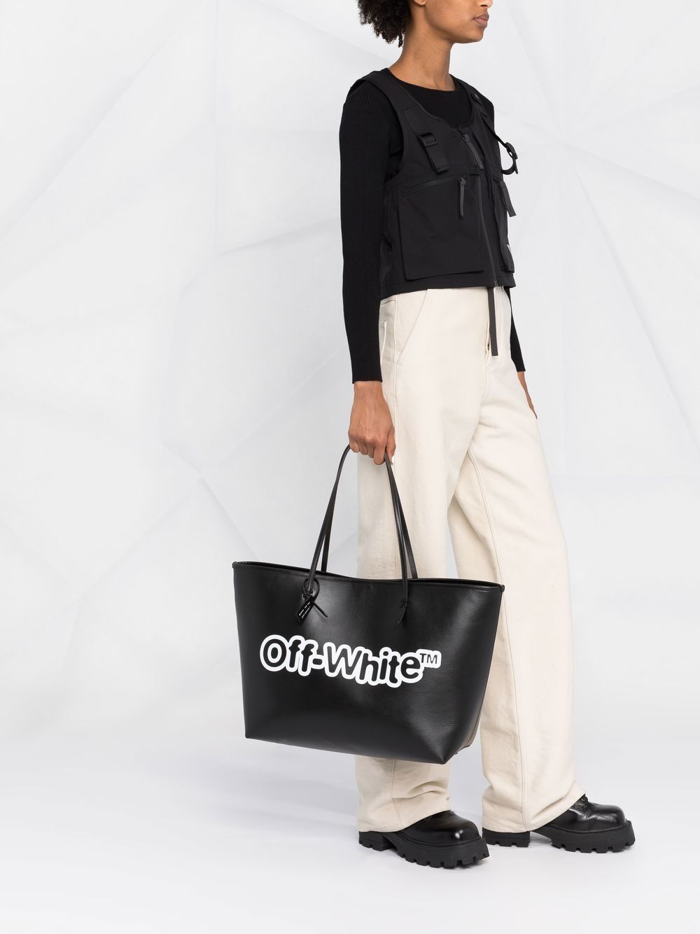 OFF-WHITE OFF-WHITE- Day Off Leather Shopping Bag