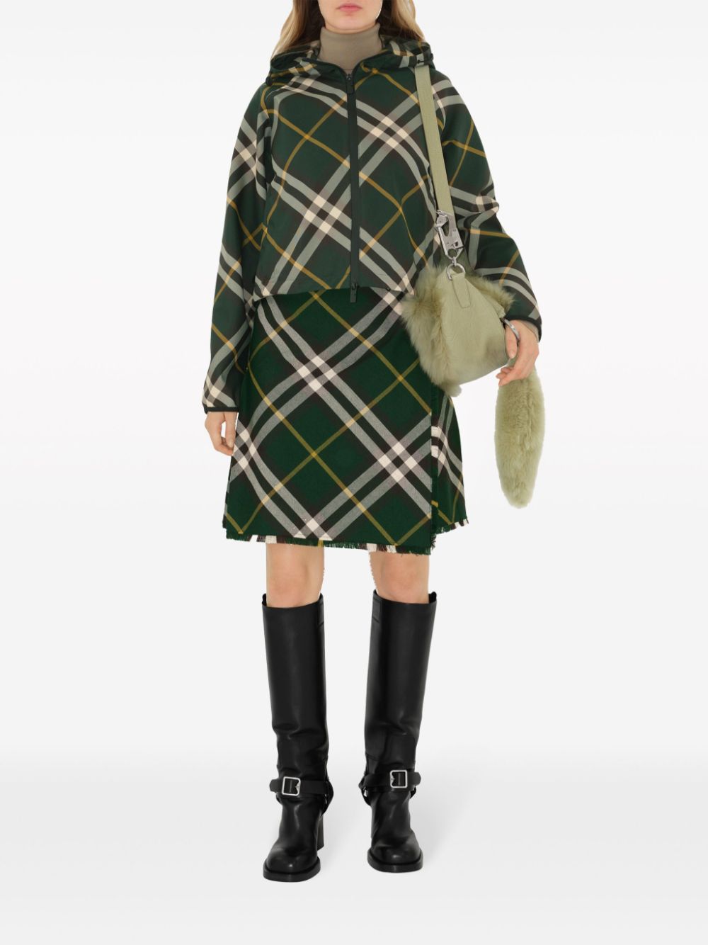 Burberry BURBERRY- Check Motif Hooded Jacket