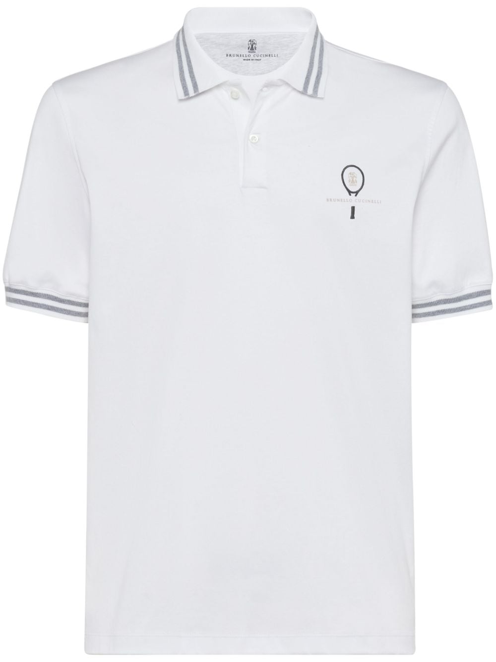 Brunello Cucinelli BRUNELLO CUCINELLI- Cotton Polo With Tennis Logo