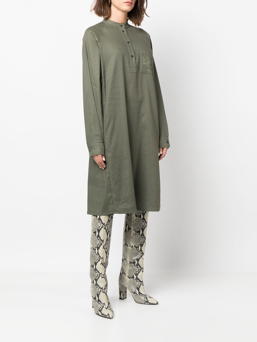 Loewe LOEWE- Anagram Linen Blend Silk Tunic Dress