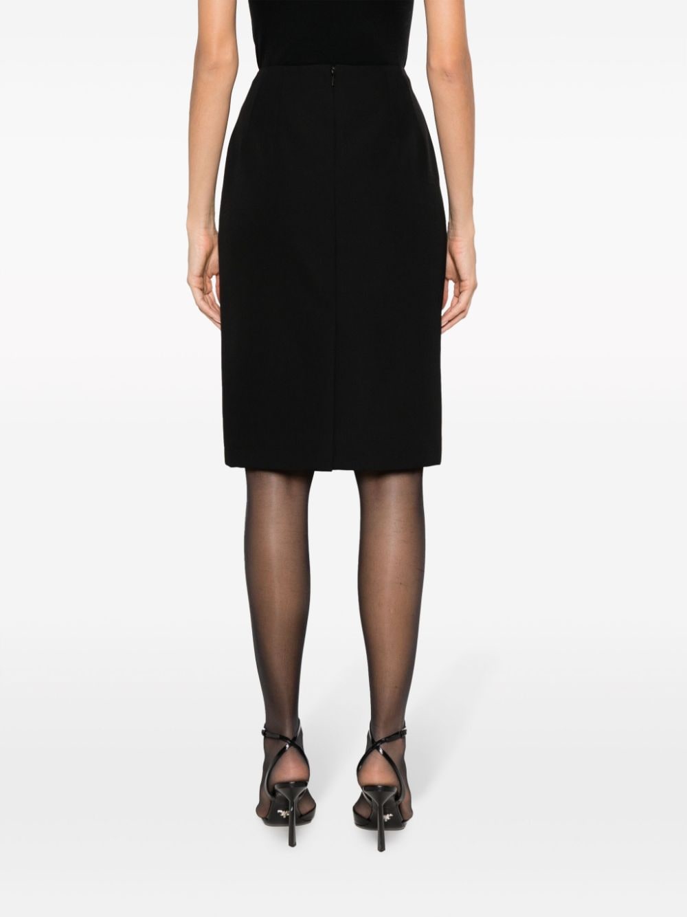 Versace VERSACE- Grain De Poudre Wool Midi Pencil Skirt