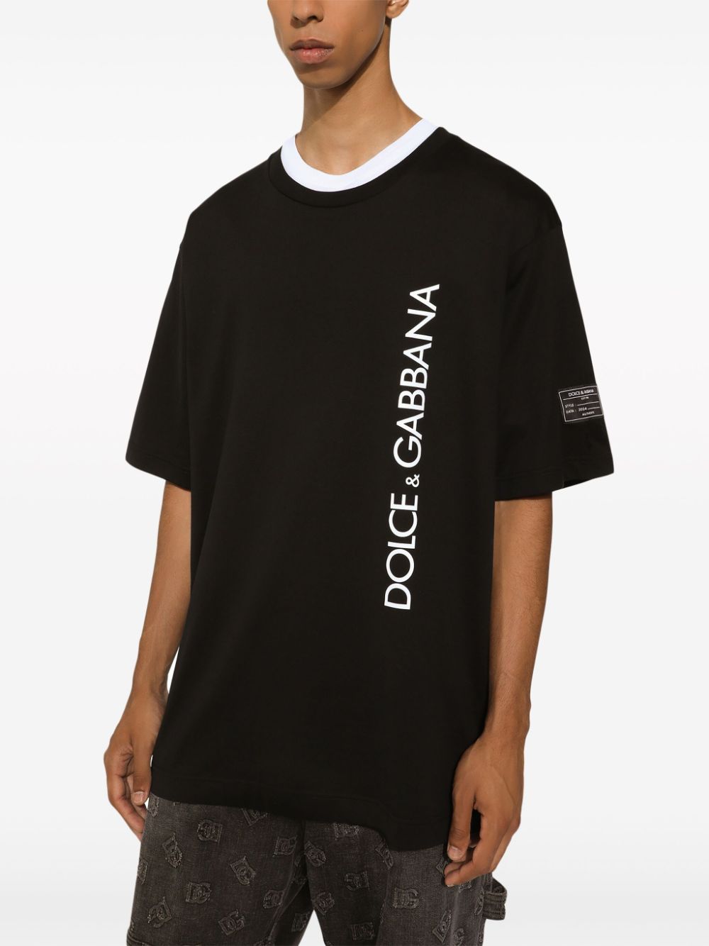 Dolce & Gabbana DOLCE & GABBANA- Cotton T-shirt With Vertical Logo