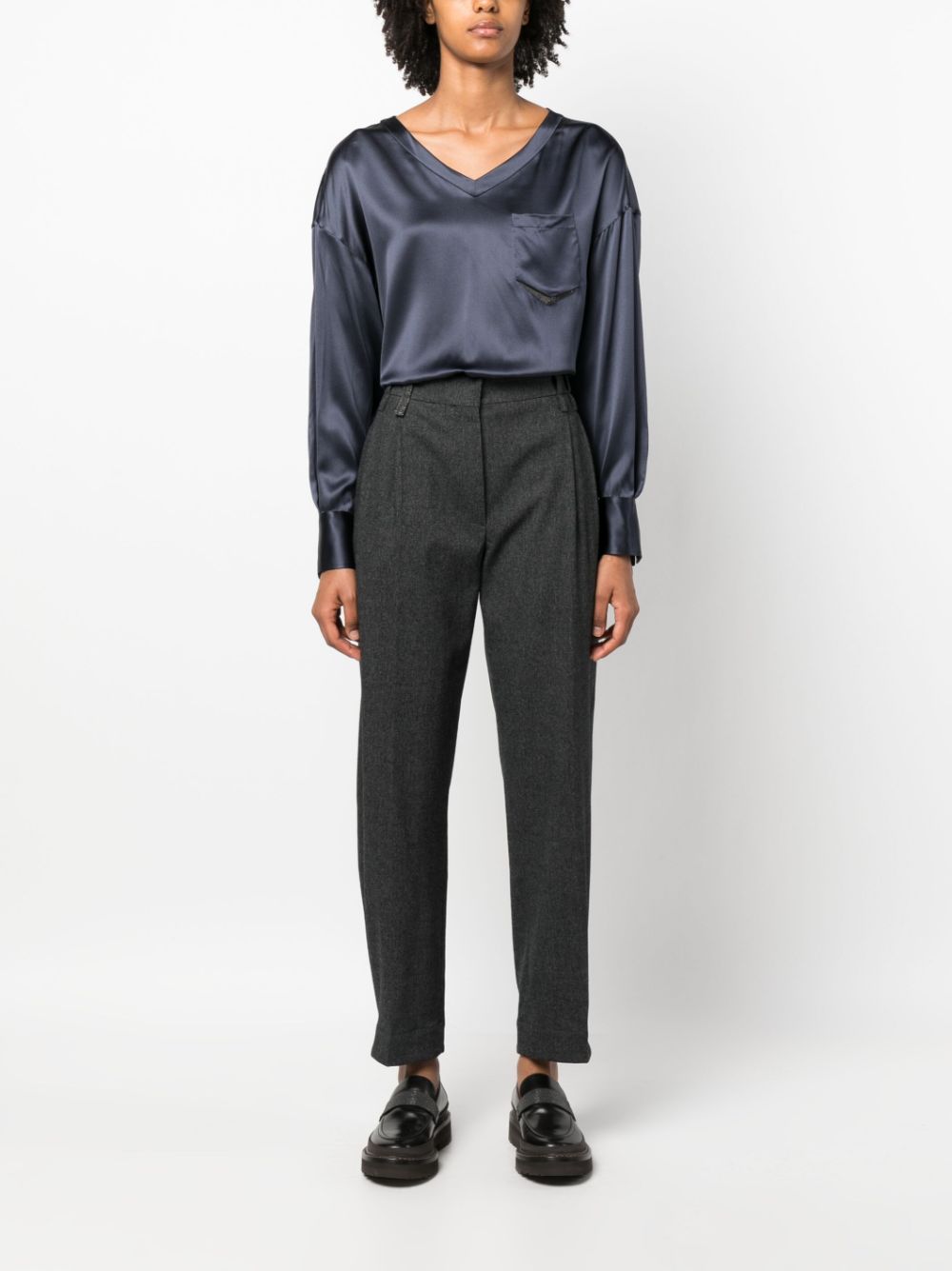 Brunello Cucinelli BRUNELLO CUCINELLI- Flanel Wool Trousers With Precious Detail