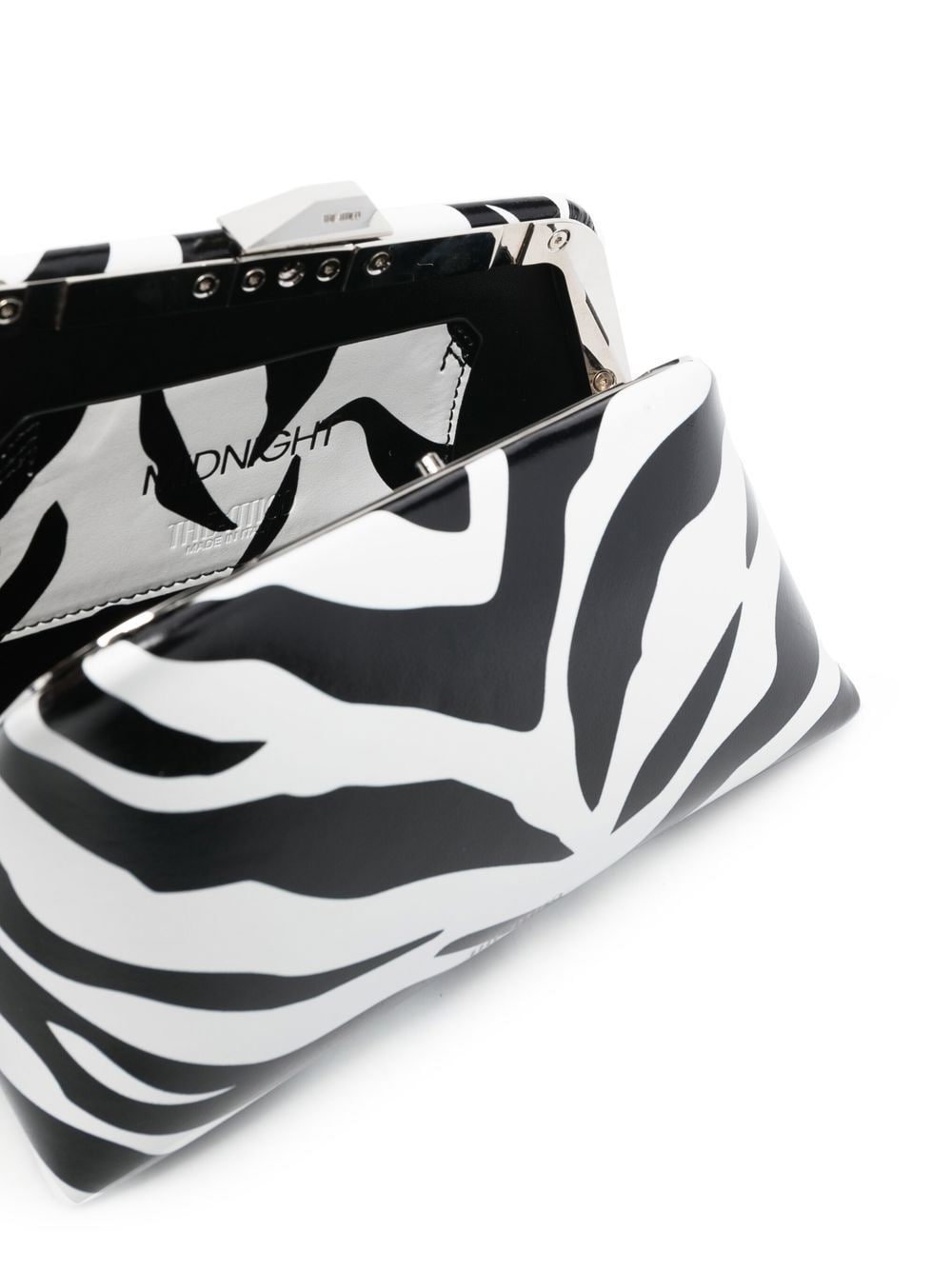 The Attico THE ATTICO- Midnight Zebra Pattern Leather Clutch Bag