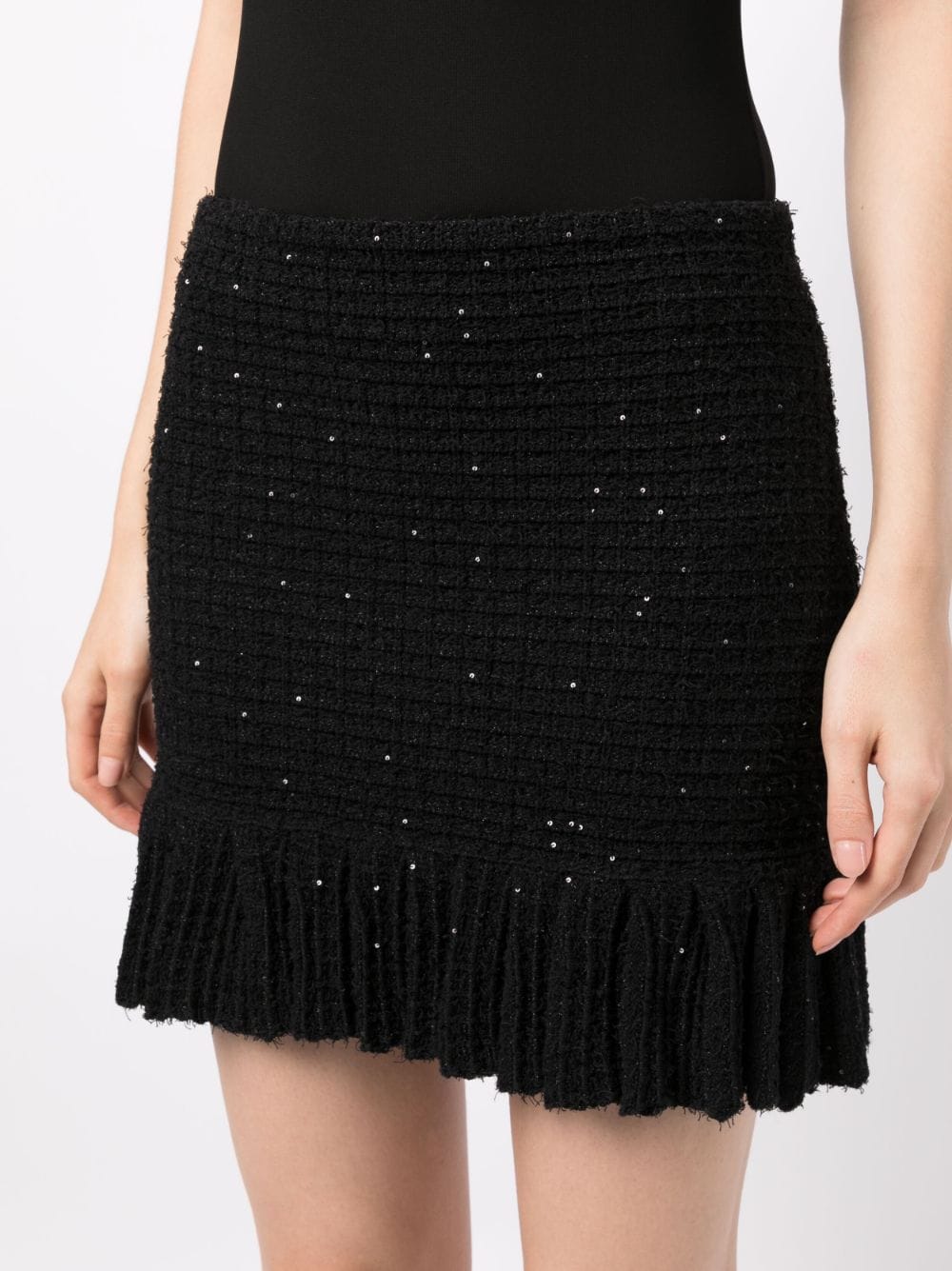  SELF PORTRAIT- Sequin Textured Knit Mini Skirt