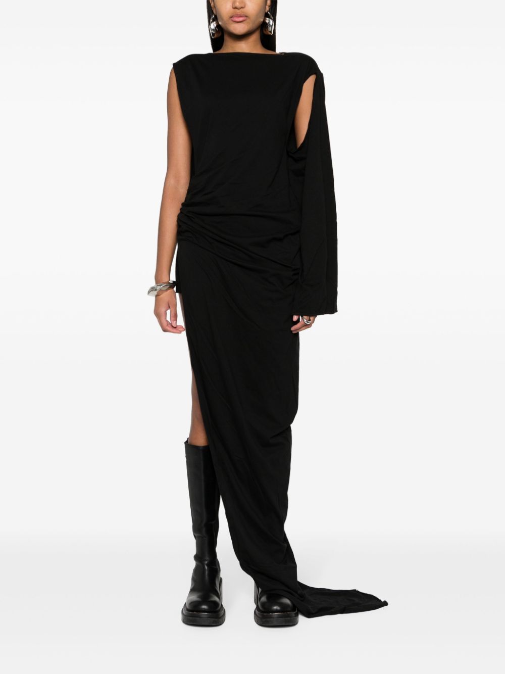 Rick Owens Drkshdw RICK OWENS DRKSHDW- One-shoulder Cotton Long Dress