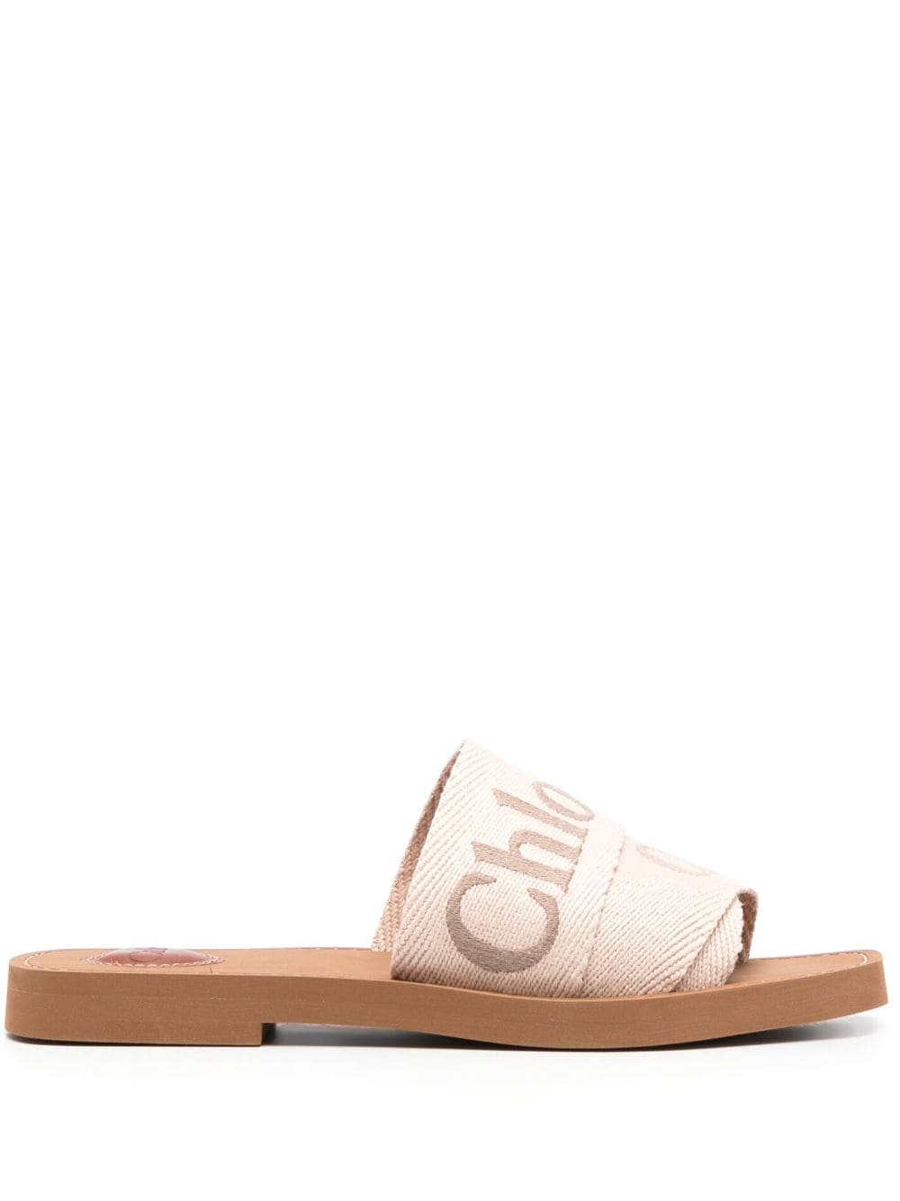 Chloé CHLOÉ- Woody Canvas And Leather Flat Sandals