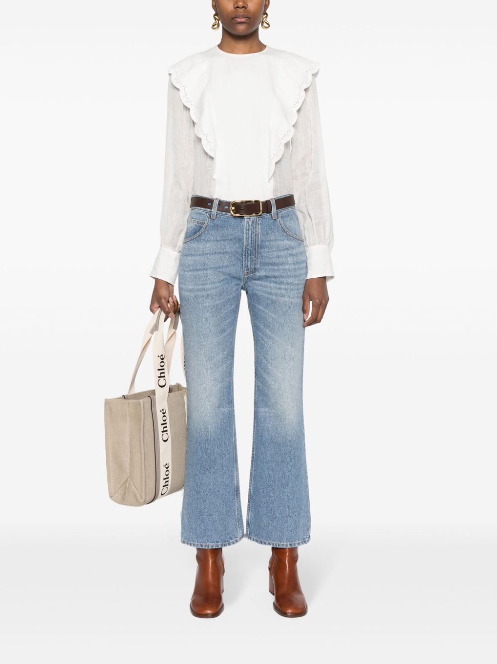 Chloé CHLOÉ- Flared Denim Cropped Jeans