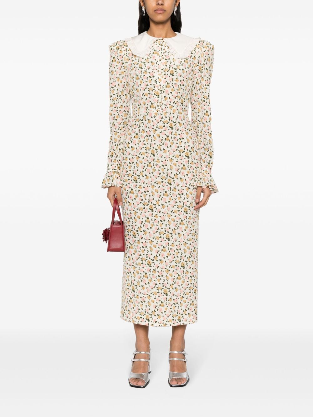 Alessandra Rich ALESSANDRA RICH- Flower Print Silk Long Dress