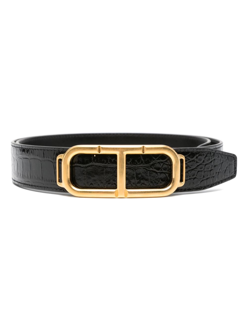 Tom Ford TOM FORD- Shiny Printed Croc Stadium T Belt