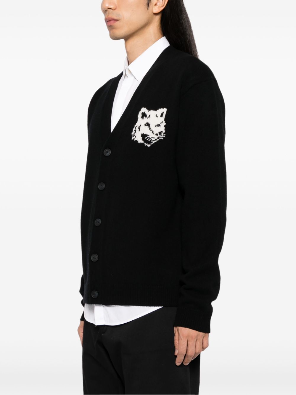  MAISON KITSUNE'- Fox Head Wool Cardigan