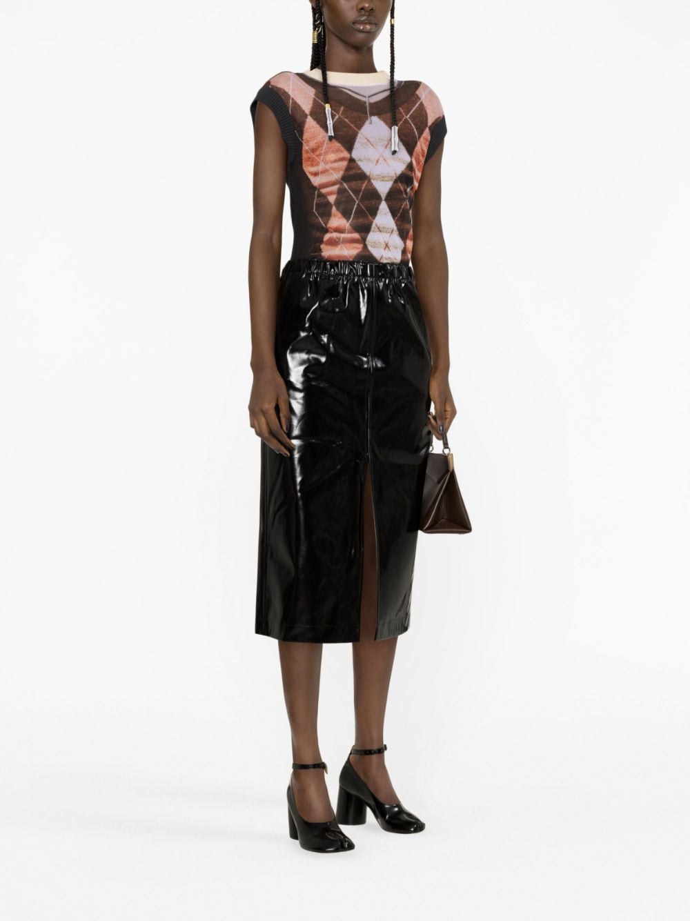 Maison Margiela MAISON MARGIELA- Faux Leather Midi Skirt