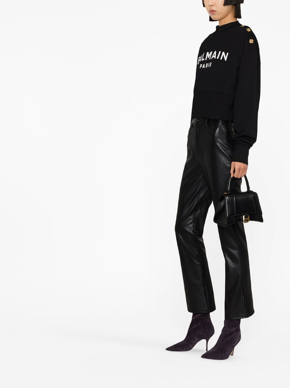 Balmain BALMAIN- Logo Organic Cotton Cropped Sweatshirt