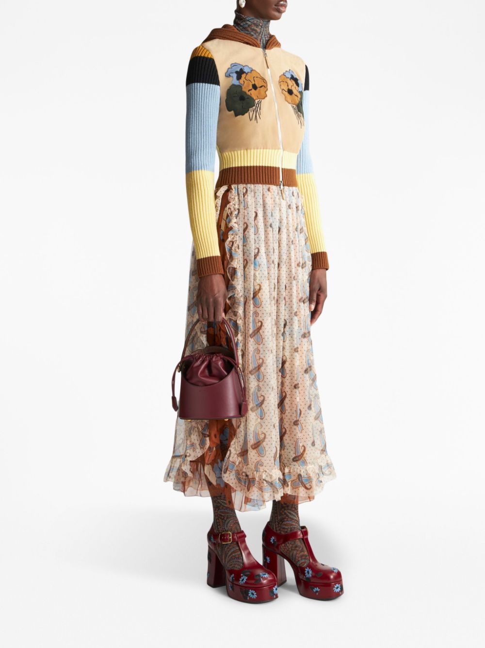 Etro ETRO- Saturno Mini Leather Bucket Bag