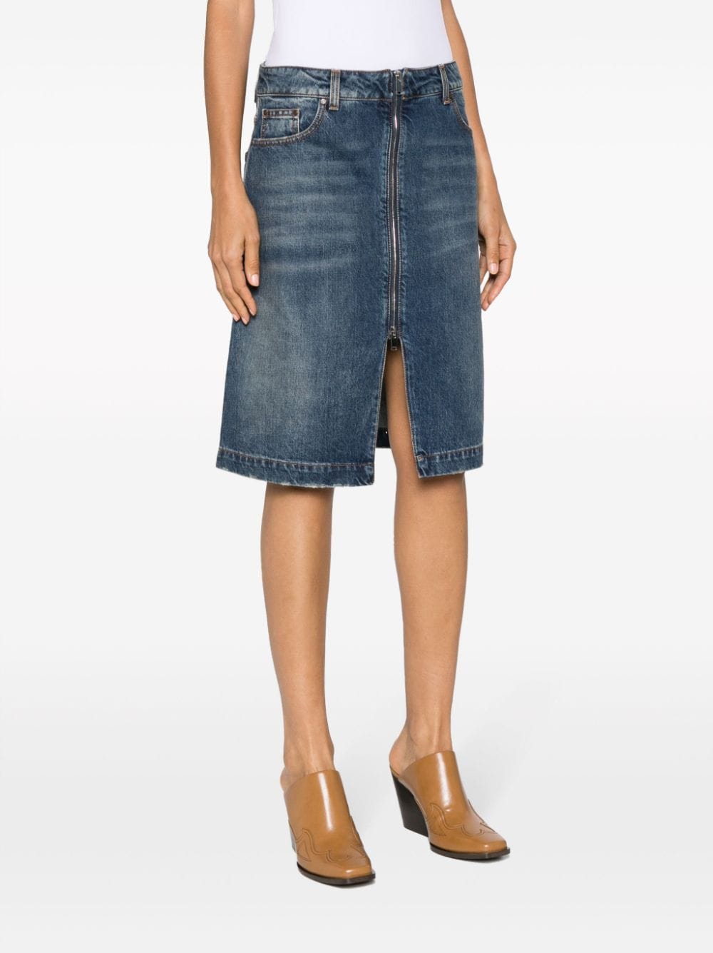 Stella McCartney STELLA MCCARTNEY- Denim Zip Midi Skirt