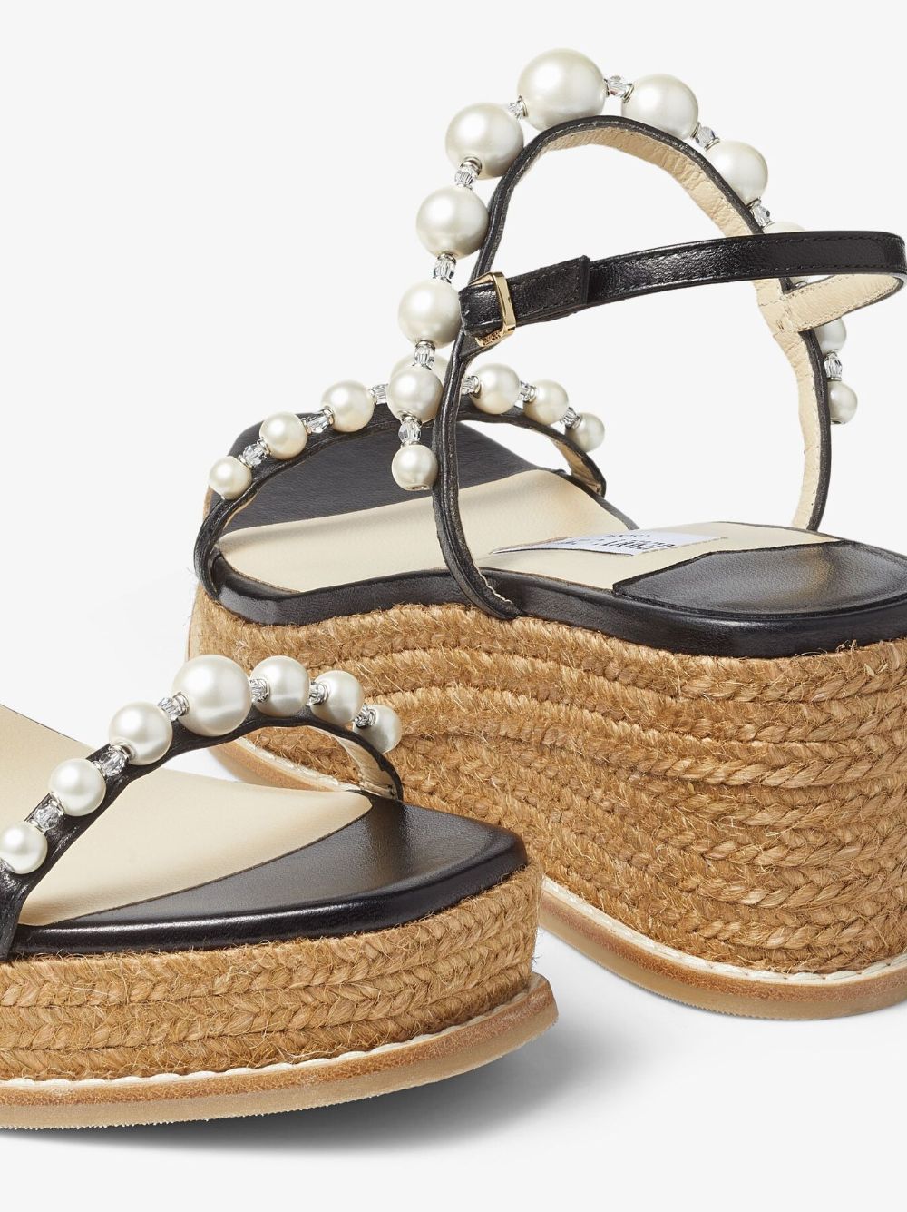 Jimmy Choo JIMMY CHOO- Amatuus 60 Pearl Embellishment Raffia Wedge Sandals