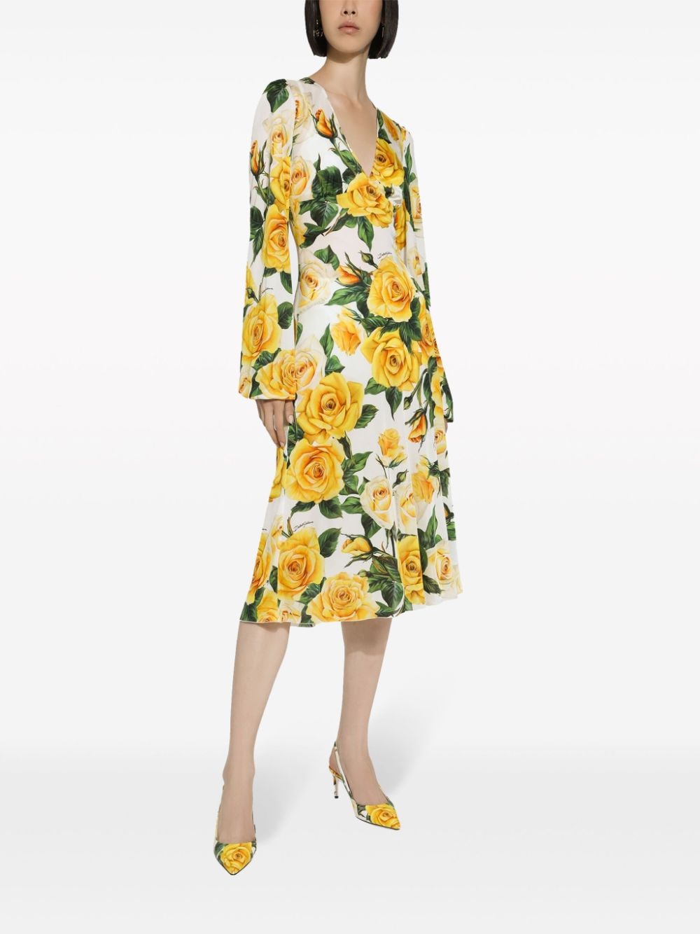 Dolce & Gabbana DOLCE & GABBANA- Flower Print Midi Dress