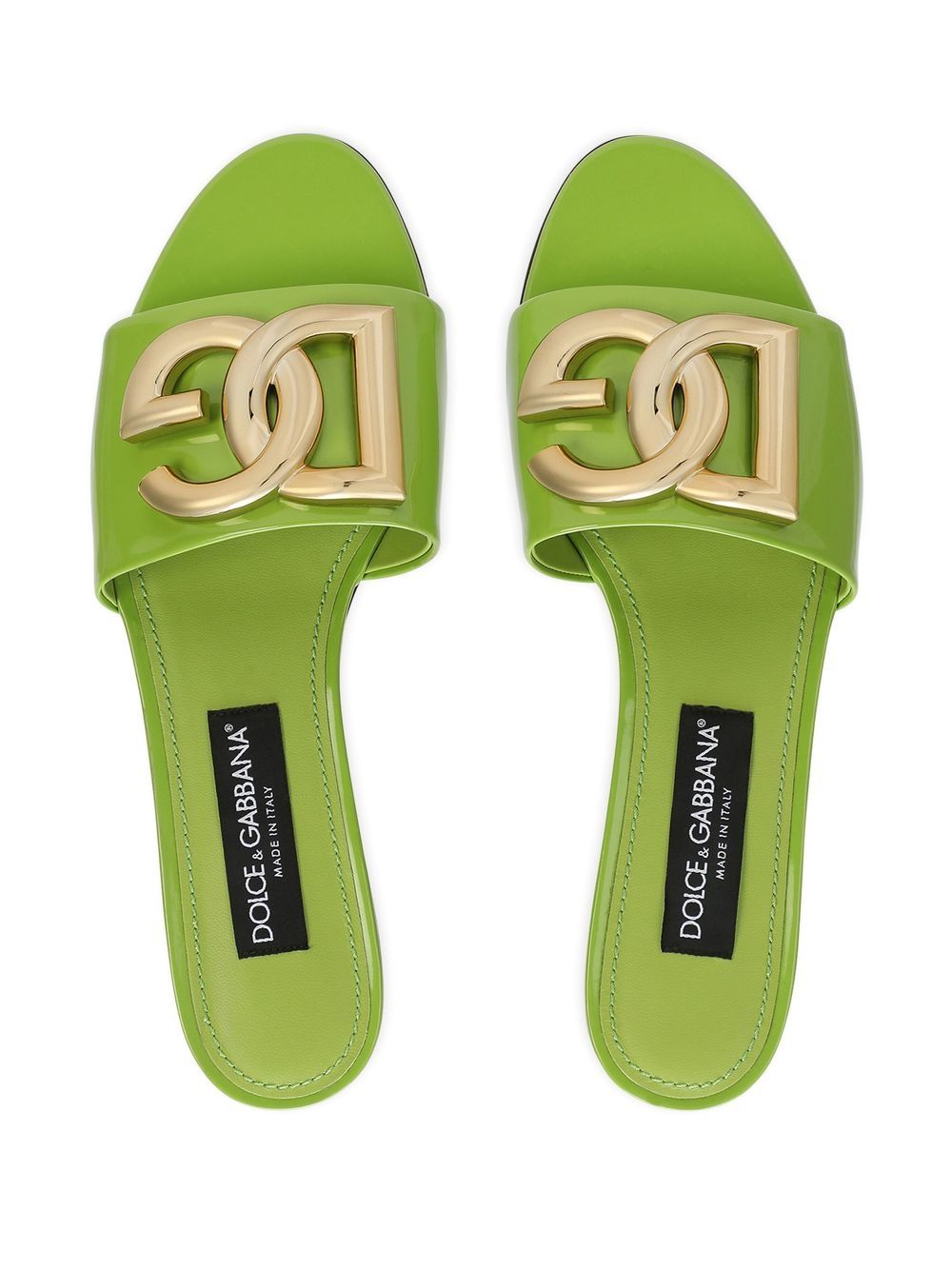 Dolce & Gabbana DOLCE & GABBANA- Leather Logo Flat Sandals